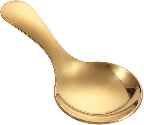 Cucharas de servir de acero inoxidable con mango corto, cuchara de especias de sal y azúcar, cucharas de café y té, mini cucharas de sal (doradas, 1