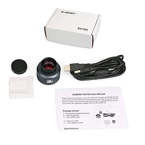 Svbony SV105 Telescope Camera 1.25 Inches, Digital Color Astronomy Camera with USB2.0, Electronic Telescope Eyepiece for Beginners Planetary Lunar Svbony SV105 Telescope Camera 1.25 Inches, Digital Color Astronomy Camera with USB2.0, Electronic Telescope Eyepiece for Beginners Planetary Lunar