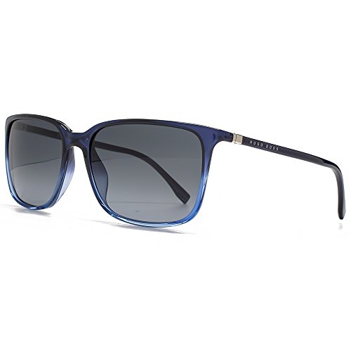 BOSS by Hugo Boss Sunglasses (Safilo Group) Men's 0666/S Rectangular Sunglasses, Shaded Blue Blue/Gray Gradient, 56 mm