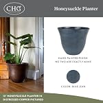 Honeysuckle Planter, Patio Pot, 13" Blue Jean | Hand-Painted Finish Plant Pots, Lightweight Indoor Outdoor Planter, UV-Resistant, Great for Patio, Home & Garden Decor Accent