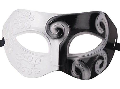 Kapmore Maskerade Maske für Männer Vintage Musikalische Design Stil Prom Mardi Gras Maske (One Size, white 1)
