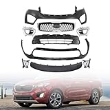 Sorento Front Bumper Cover Kit Compatible with 2016 2017 2018 Kia Sorento LX EX W/Upper Grille Lower Grill & Fog Lights - Full Body Set