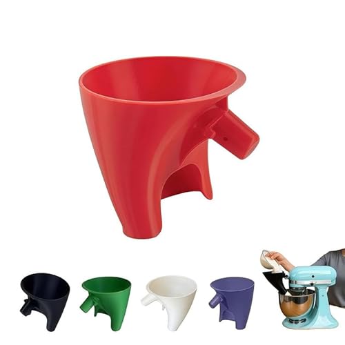 Joiverie Flour Funnel for Mixer,Plastic Funnel Stand Mixer Attachment for Artisan KSM150 and Bowl Lift, Perfect for Flour, Sugar, and Egg Liquid (Red, for 5QT)