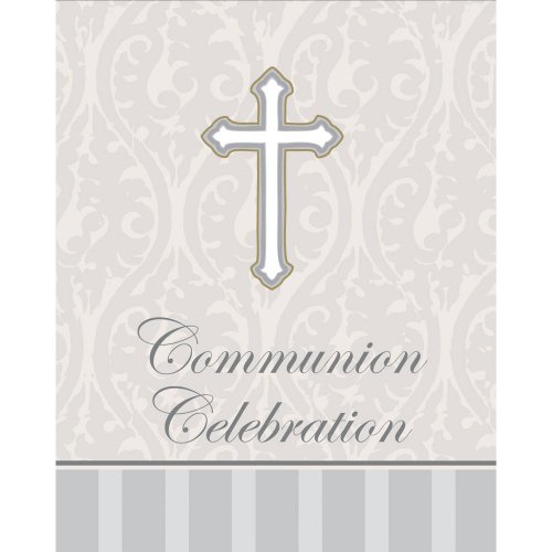 8-Count Communion Celebration Invitations, Silver Devotion Cross