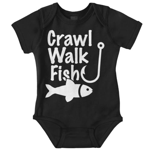 Image of Brisco Brands Crawl Walk Fish Hook Outdoor Lover Baby Romper Boys or Girls