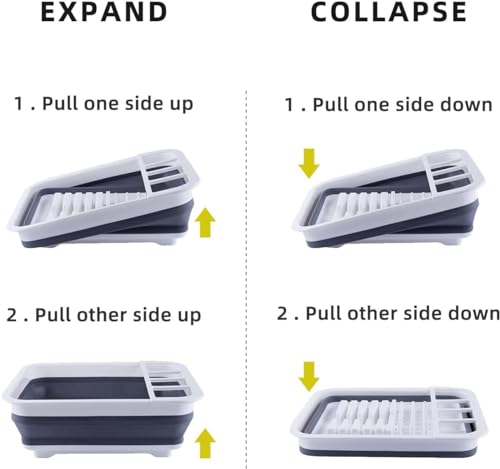 THANSTAR Collapsible Dish Drying Rack for RV Kitchen, Foldable Drainer Organizer for Kitchen Countertop, Space Saving Portable Dish Rack for Campers, Travel Trailer & Small Spaces, Easy Storage, Grey - Image 3