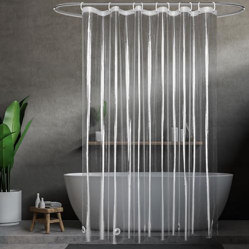 UFRIDAY 9G Clear Shower Curtain Liner 60 x 72 inches Heavy Duty Waterproof EVA Plastic Shower Curtain Liner with 5 Bottom Magnets and 10 Grommet Holes