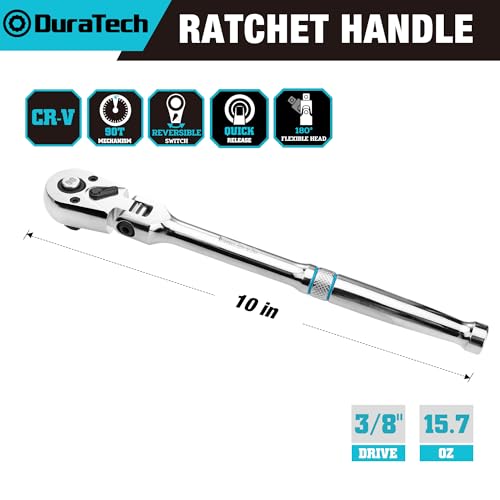 DURATECH 3/8-Inch Flex-Head Ratchet, 90-Tooth Quick-Release Ratchet Wrench by DURATECH - Used condition - Image 2