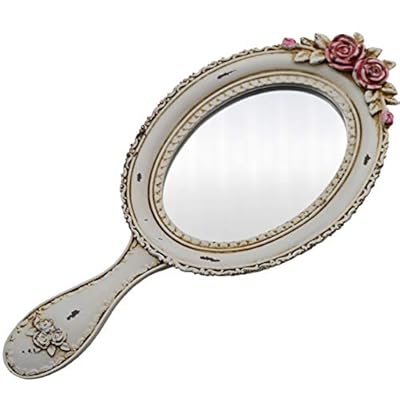 PZFDTE Resinous Hand Mirror Retro Rice White Handle Mirror Rose Wedding Hand Mirror 4.5 *10 inches 41JSRMCJ1GL. SS400