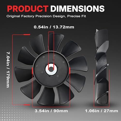 53822 7" 10 Blade Transmission Fan for Craftsman t 2400 YT3000 T2500 Kubota Z421 Compatible with Husqvarna yth22v46 P-ZT5224 Transaxle Cooling Fan Replacement Parts 584282001 2Pcs by Fit4drive - Used condition - Image 6