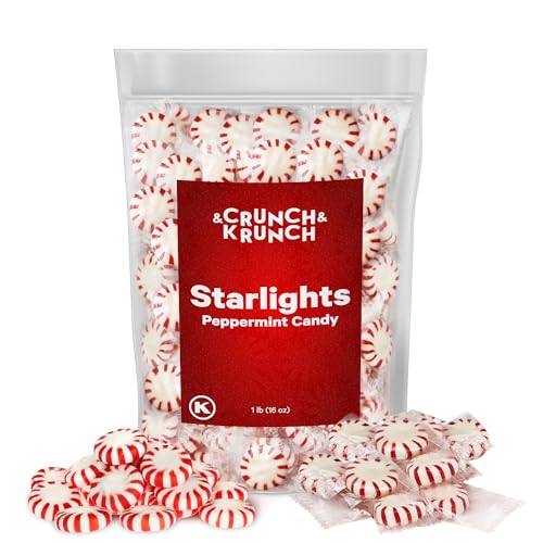 Starlight Peppermints Individually Wrapped Candy - Sweets for On the Go Refreshment, Starlight Mints Hard Candy, Office Candy Mints, Christmas Peppermint Candy, 1lb