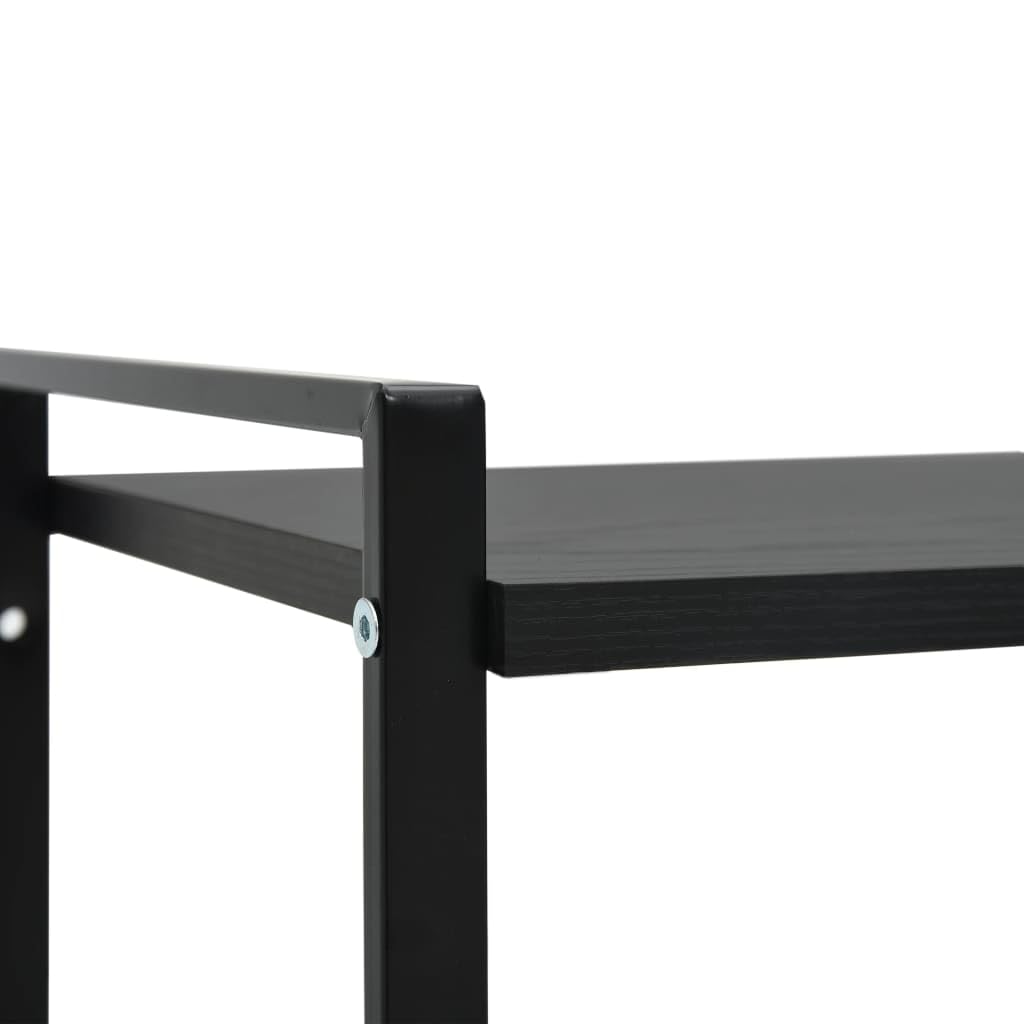 Scaffale Porta Libri a 2 Ripiani Nero 52x28x59 cm | Struttura compatta stile industriale in acciaio e legno multistrato per soggiorno, studio e veranda.
