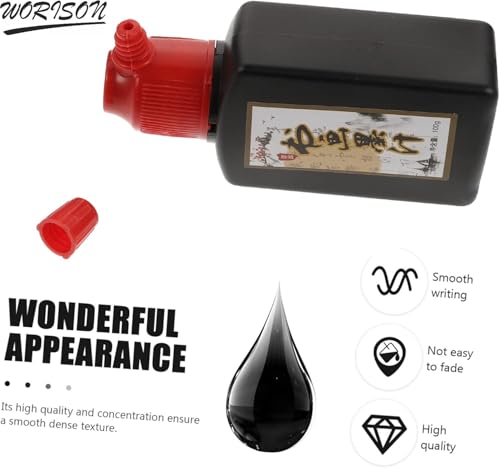 Image of Worison 100ml Calligraphy and Sumi Liquid Ink, Traditional Black Sumi Ink for Calligraphy, Painting, Writing, Drawing and Japanese Brush Art