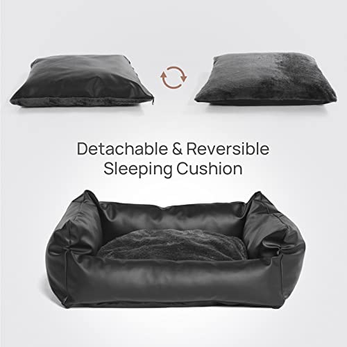Rypetmia Dog Bed Waterproof&Anti-Odour Dog Sofa, For Small And Medium Dogs, Cat, Pu Leather Rectangle Pet Bed. Black Color (Medium) #TOP3