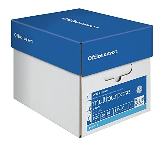 Office Depot® Multi-Use Printer & Copy Paper, 5 Reams, White, Letter (8.5" x 11"), 2500 Sheets Per Case, 20 Lb, 96 Brigh