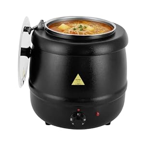 Suppentopf Elektrisch 10L, 400W 220V Suppenkessel Elektrisch mit Deckel, 35-80°C Einstellbereich Temperatur, Suppenkocher für Buffet Catering Gastro und Party
