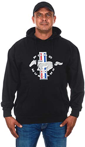 JH DESIGN GROUP Mens Ford Mustang Pullover Hoodie Sweatshirt in Black (Large BSC6-black)