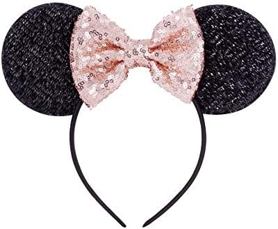 Champagne gold Minnie Sequin Ears Mickey Sequin Ears Adult Minnie Ears Sparkly Minnie Ears，Minnie headband Mouse Ears Headbands Butterfly Glitter Hairband