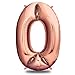 Produktbild envami® Folienballon Zahl - Geburtstagsdeko Rosegold 100cm - Deko zum Geburtstag - Luftballon Zahlen Dekoration - Happy Birthday - Geburtstagsdeko Mädchen Rosegold - Fliegt mit Helium (Zahl 0)