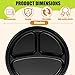 Umigy 100 Pcs 10 Inch 3 Compartments Divided Plastic Plates Bulk Colorful Disposable Heavy Duty Round Dinnerware for Valentine Wedding Birthday Party (Black)