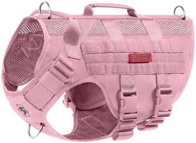 OneTigris Anti Zug Hundegeschirr Kleine Hunde, AIRE MESH Taktisches Geschirr mit 2 Griff & 3 D-Ringen, No Pull Hundegeschirr Mittelgroße Hunde, Atmungsaktiv Verstellbar Brustgeschi
