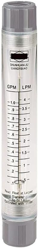 Liquid Flowmeter, LZM-15G Acrylic Tube Type Rotameter, High Accuracy Water Flow Meter, 0.05-0.5 GPM & 0.18-1.8 LPM, 1/2" Internal Thread