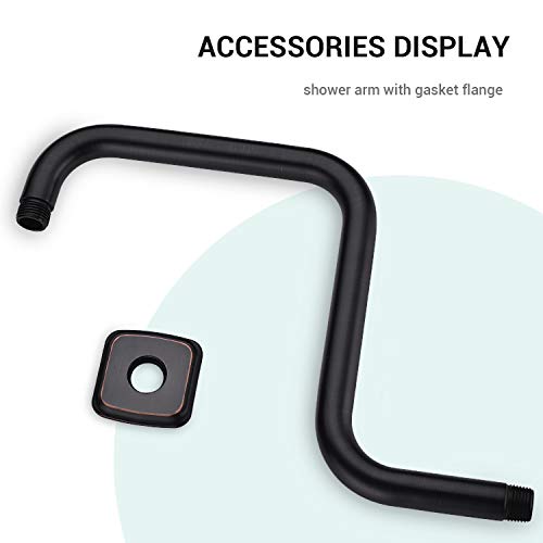 Trustmi Shower Arm With Flange 13 Inch S Shape Stainless Steel Shower Head High Rise Extension Replacement Pipe, Oil Rubbed Bronze #TOP5