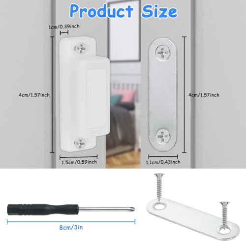 Ainiv 12 Stück Magnetschnäpper Weiß, Magnetschnäpper Tür Magnete für Schranktüren, Magnetschnäpper mit Nägeln Schraubendreher, Geeignet für Möbeltüren Klappen Türverschluss Haltemagnet Möbelschnäpper