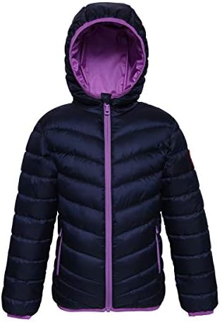 Rokka&Rolla Girls' Reversible Lightweight Puffer Jacket Hooded Water-Resistant Winter Coat