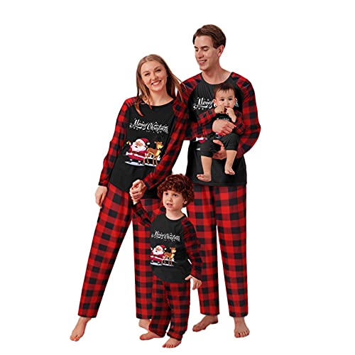 Sheey Pijamas Navidad Familia a Juego Conjunto de Pantalón y Pijama Navidad Familia con Estampado Arbol de Navidad Papa Noel Navideño Trajes Familiar Infantil Niños Hombre Mujer Otoño Invierno Cover