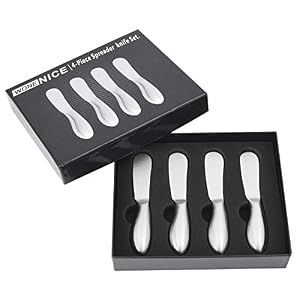 WoneNice Spreader Knife Set, 4-Piece Cheese and Butter Spreader Knives, One-piece Stainless Steel, Gifts for Thanksgiving Day, Christmas WoneNice Spreader Knife Set 4 Piece Cheese and Butter Spreader Knives One piece Stainless Steel Gifts for Thanksgiving Day Christmas