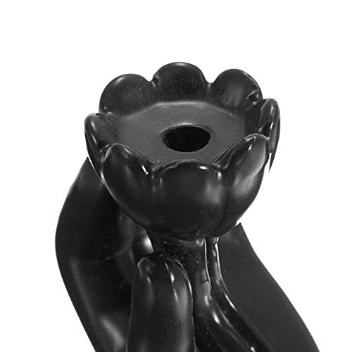 Image of CRAFTAM Polyresin Decorative Smoke Backflow Cone Incense Holder with 10 Smoke Cones (Flower in Hand, Black)