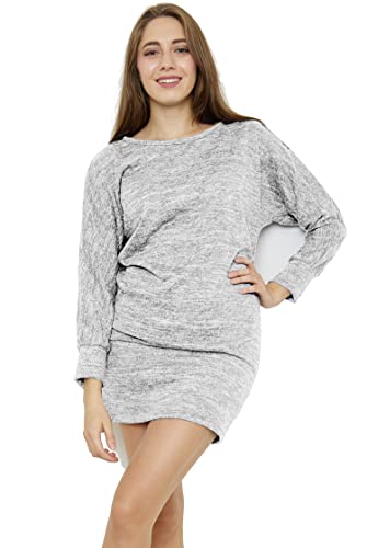 Manica a pipistrello Van Der Rich ® - Abito in Maglia Stile Oversize con Maniche a Pipistrello (Made in Italy) - Donna (Grigio, L-XL)