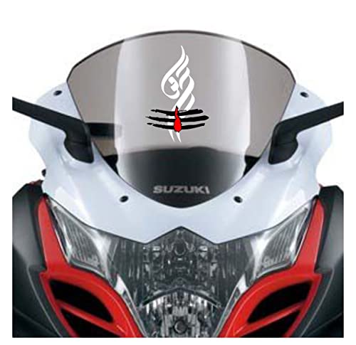 Image of Shiv Om Tripund Wall Glass Bike Self Adhesive Paper Sticker, 5.5 x 3.5 Inches White & Black 2 Pcs (CD 11.5)