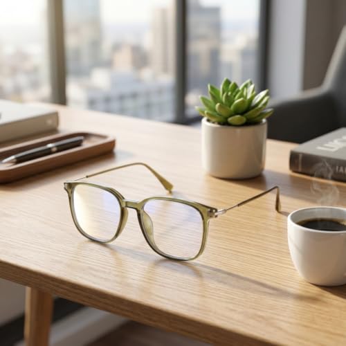 Image of Shiratori Square Blue Light Blocking Glasses for Women Men, Lightweight Frame Anti Eyestrain Computer Glasses