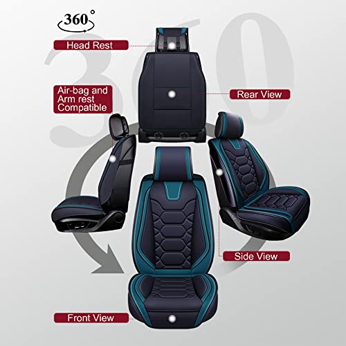 Oasis Auto Car Seat Covers Accessories 2 Pieces Front Premium Nappa Leather Cushion Protector Universal Fit For Most Cars Suv Pick-Up Truck, Automotive Vehicle Auto Interior Décor (Os-004 Teal Blue) #TOP2