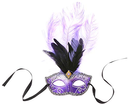 Preisvergleich Produktbild Smiffys - Venezianische Colombina Augenmaske mit mehrfarbigem Federbusch