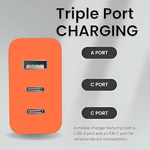 Image of CMF by Nothing 65W GaN 3A Multiport Mobile PD Charger, Type C Charger Block Compatible for Nothing Phone 2a /Phone 2 /Phone 1,Supports Other Type-C Devices,Nothing Fast Charging Adapter, (Orange)
