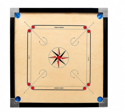 Image of Professional Carrom Board Set | Full Size Wooden Board with Smooth Matte Finish | Includes Practice Coins, Striker & Powder | Ideal for Clubs, Schools & Home Play (32 inch MHKL)