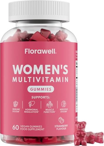 Florawell Multivitamin Gummies for Women - 16 Key Vitamins & Minerals for Immune Support & Hormonal Regulation* - 2 Months Supply - Natural Strawberry Flavour - Vitamin Gummies for Adults