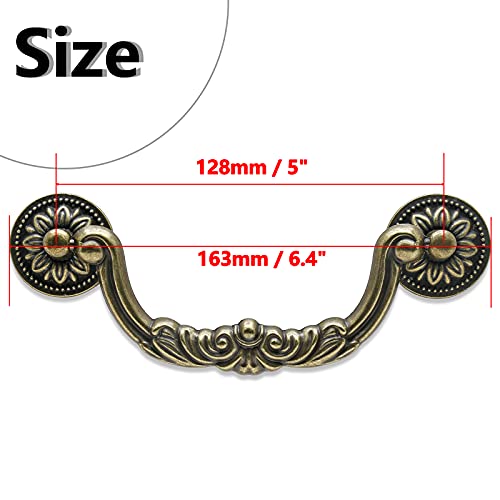 Uenhoy 4 Pcs 5 Inch Bail Handle Drop Pulls Vintage Drop Bail Drawer Pulls Antique Bronze Cabinet Pull Handles (5" Hole Spacing) #TOP2