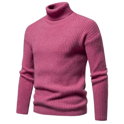 Men Autumn Winter Sweater Solid Color Knitted Pullovers Turtleneck Loose Casual Knit Sweater Warm Pullovers Tops2