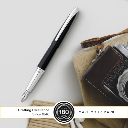 Image of Cross ATX Luxury Basalt Black Rollerball Pen with Modern Chrome Trims - Medium Point, Smooth Ink Flow, Presented in Premium Gift Box
