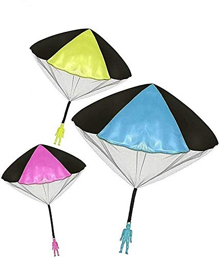 Toys+ Skydiver Parachute Men 3 Piece Set- Tangle Free (Colors and Styles May Vary)