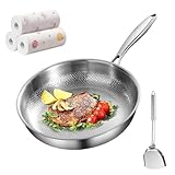 Sarten Titanio Puro, Sarten de Titanio Resistente a Arañazos, Sarten Titanios Medico, Utensilios de Cocina Versátiles para Freír, Hornear, Pescado,Compatible Con Todas Las Placas (Sin tapa, 24cm)