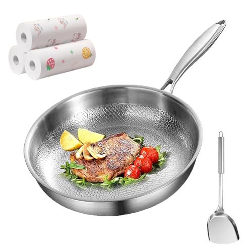 Sarten Titanio Puro, Sarten de Titanio Resistente a Arañazos, Sarten Titanios Medico, Utensilios de Cocina Versátiles para Freír, Hornear, Pescado,Compatible Con Todas Las Placas (Sin tapa, 24cm)