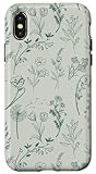 Sage green Wildflower Aesthetic Flower Pattern Case for iPhone X/XS