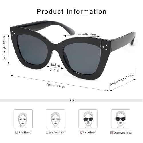 Oversized Cat Eye Sunglasses for Women Retro Square Cateye Style Sunnies AP36604