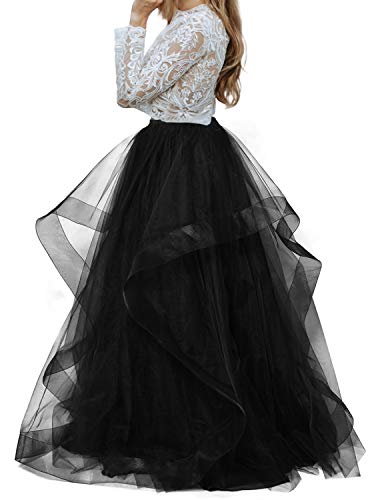 Women Maxi Long Tulle Skirt A Line Horsehair Tiered Floor