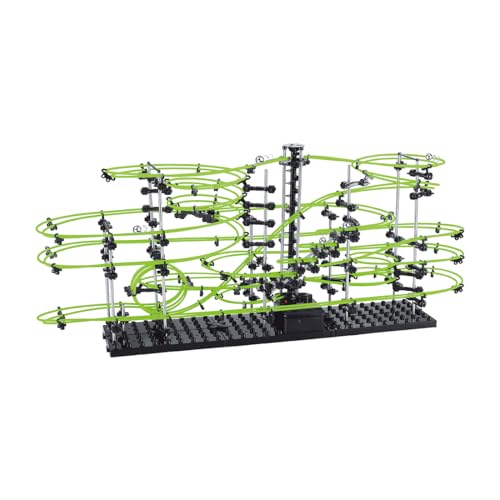 Level 4 Marble Roller Coaster Kit - 502 Pieces Marble Run Building Toy Luminous Version Steel Ball Roller Coaster Maze Game, STEM Toy Gift for Ages 14